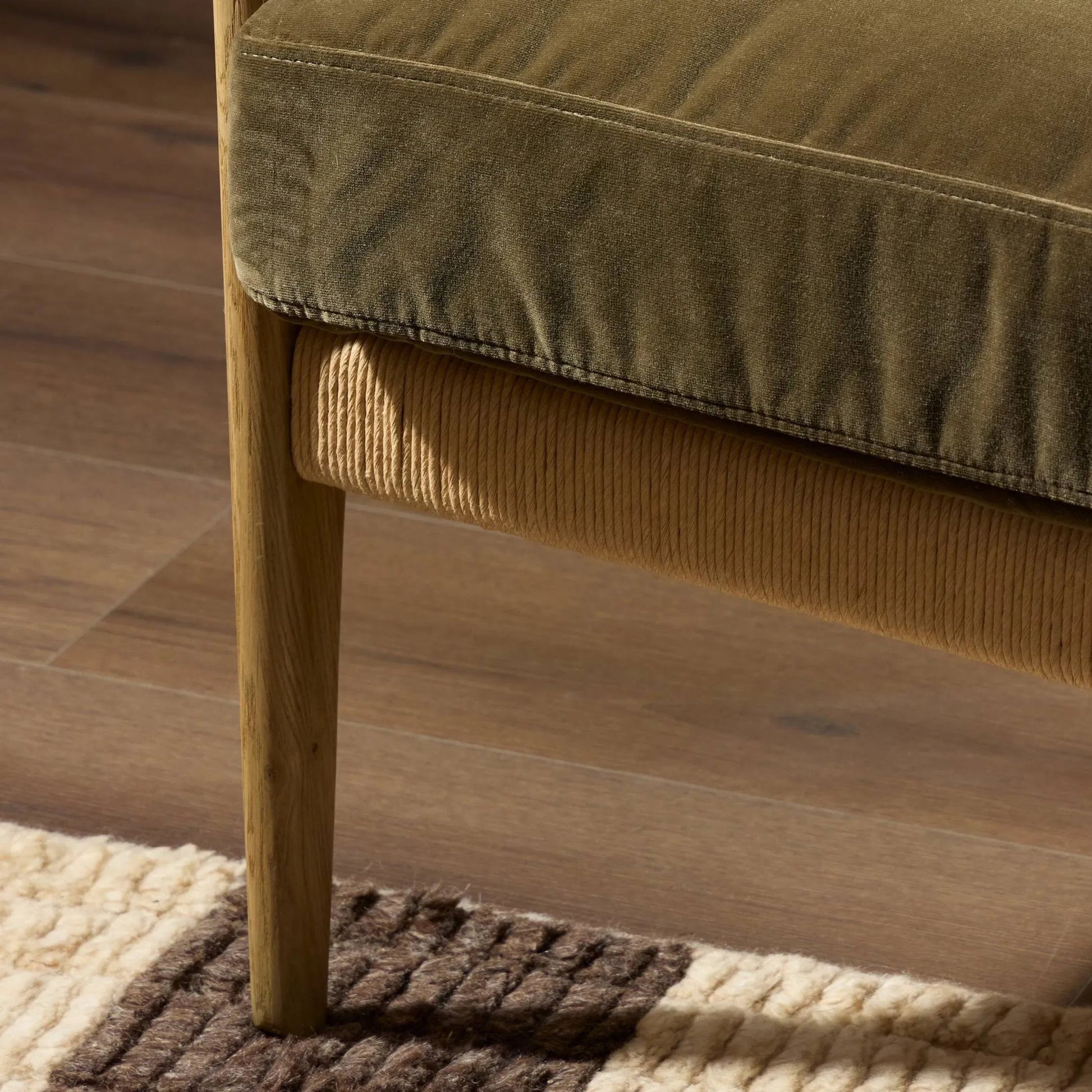 Barwin Chair by Four Hands. Made from 76.8% cotton, 23.2% polyester, solid oak, rush in a rustic style.