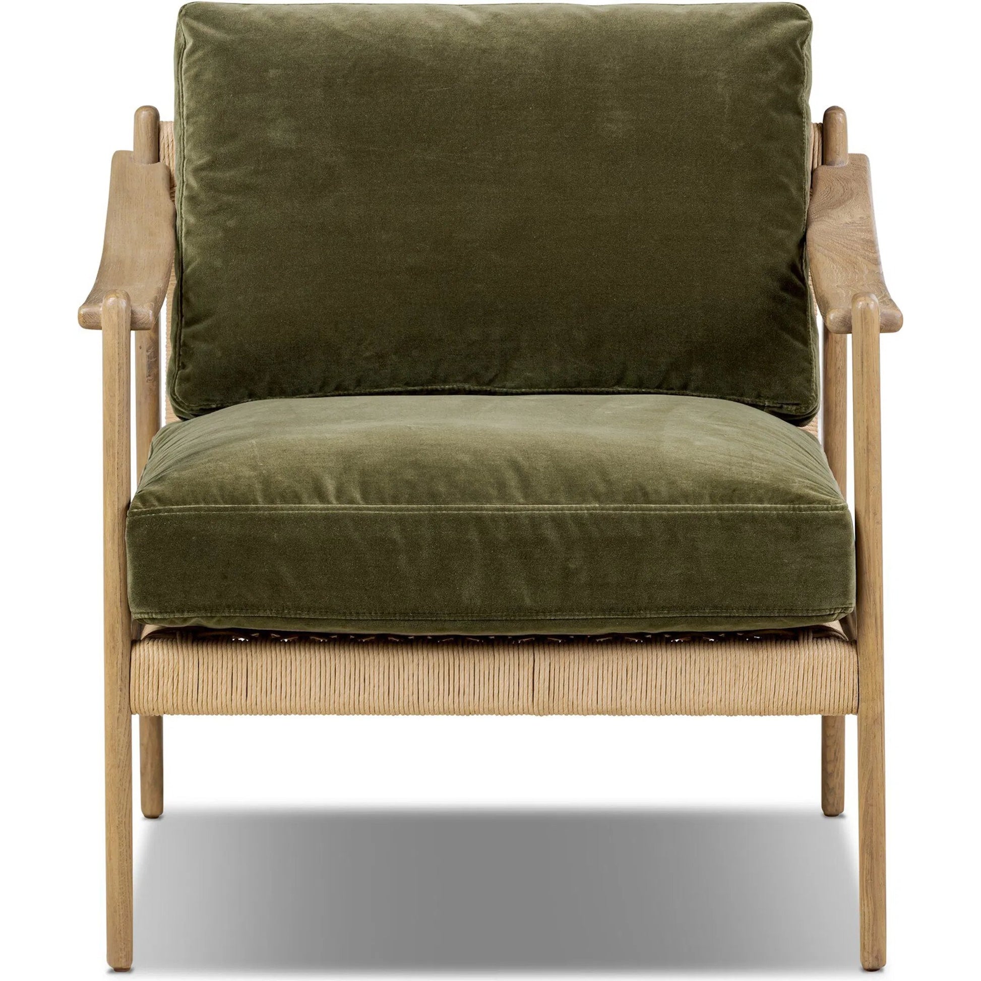 Barwin Chair by Four Hands. Made from 76.8% cotton, 23.2% polyester, solid oak, rush in a rustic style.