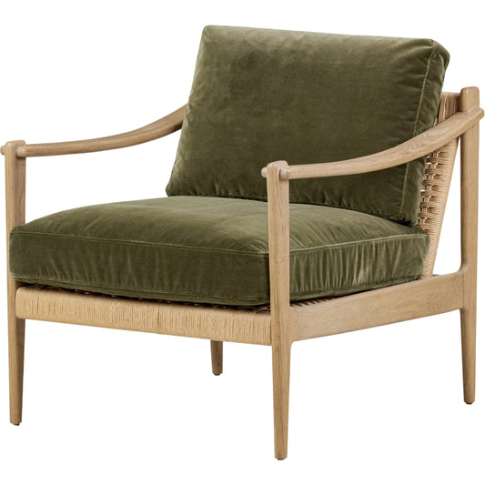 Barwin Chair by Four Hands. Made from 76.8% cotton, 23.2% polyester, solid oak, rush in a rustic style.