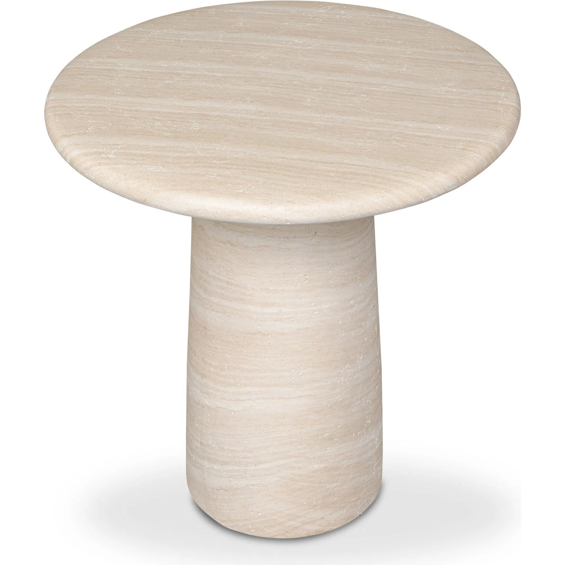 Janice End Table by Four Hands in sand striae. Made from solid concrete in a transitional style.