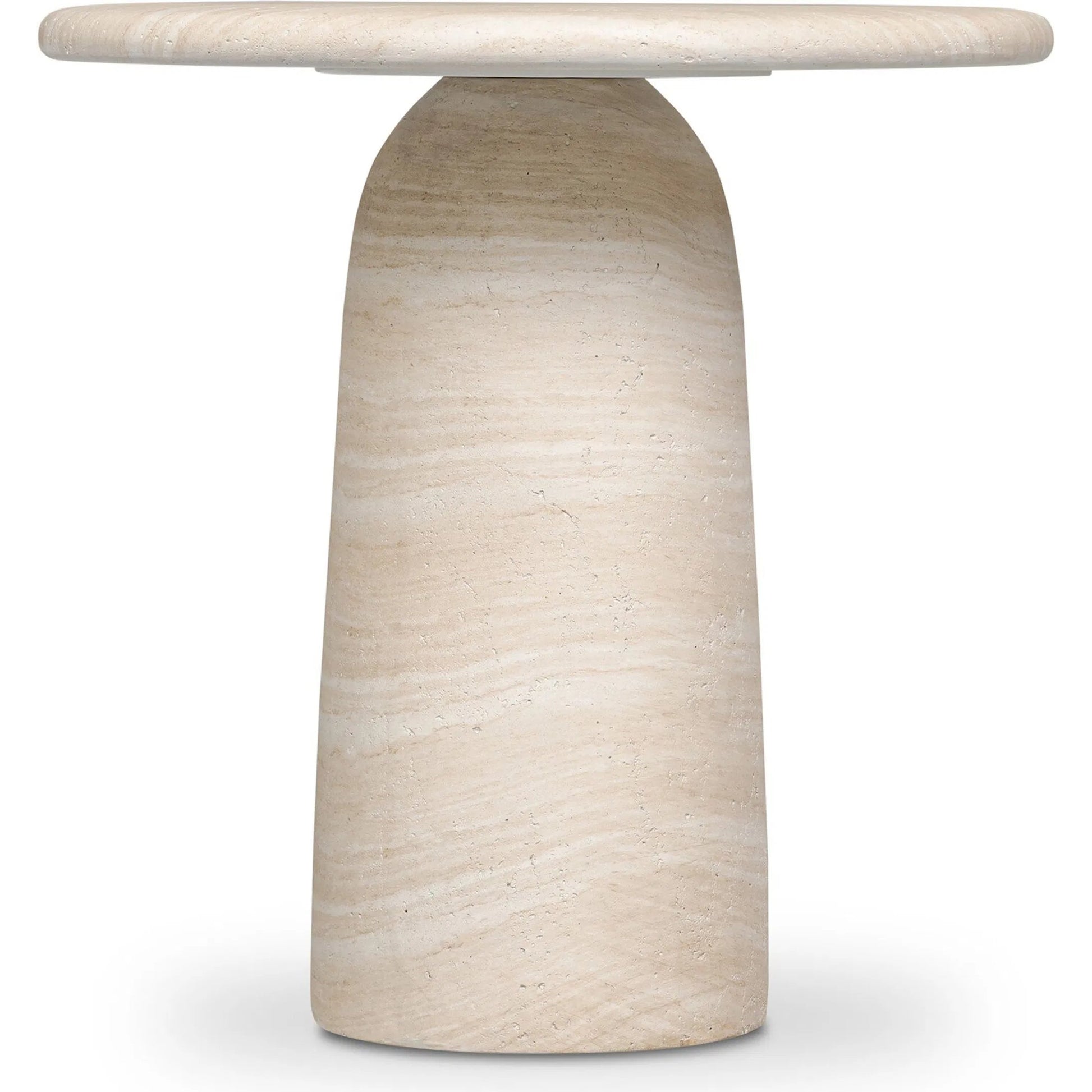 Janice End Table by Four Hands in sand striae. Made from solid concrete in a transitional style.
