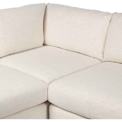 Crispin 3-Piece Sectional by Four Hands in crypton nomad snow, aged sienna. Made from 92% polyester, 8% flax/linen, solid rosa morada in a transitional style.