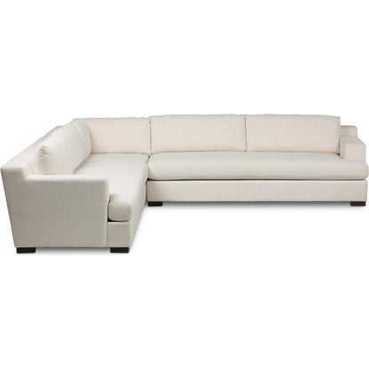 Crispin 3-Piece Sectional by Four Hands in crypton nomad snow, aged sienna. Made from 92% polyester, 8% flax/linen, solid rosa morada in a transitional style.