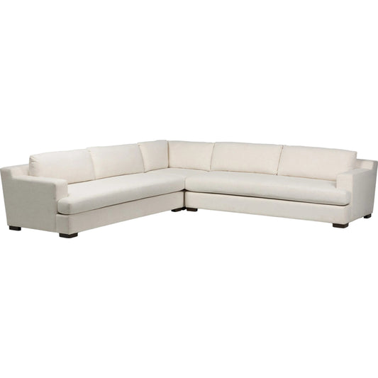 Crispin 3-Piece Sectional by Four Hands in crypton nomad snow, aged sienna. Made from 92% polyester, 8% flax/linen, solid rosa morada in a unique style.