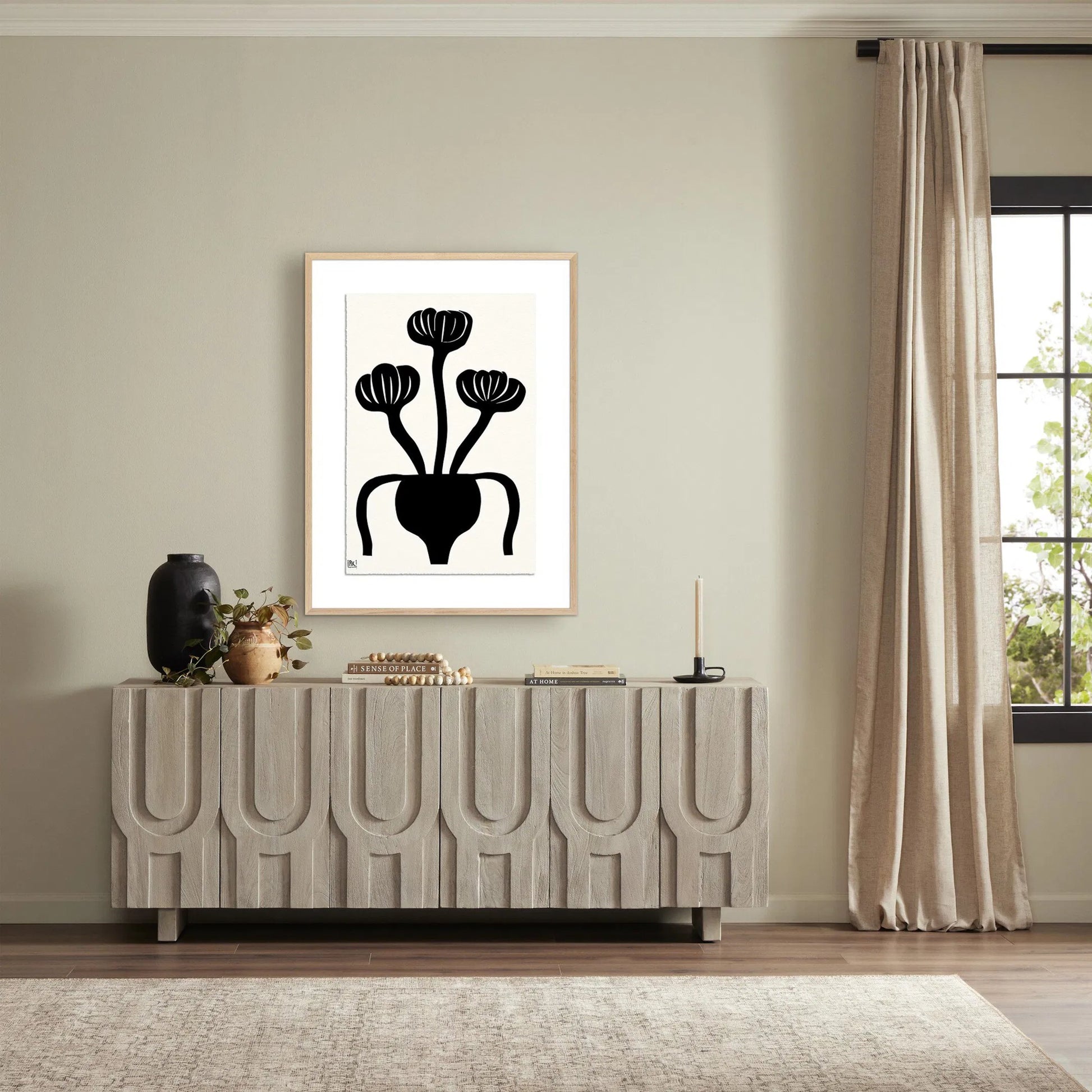 Woodblock Floral I by Roseanne Kenny by Four Hands. Made from textured fine art paper in a unique style.