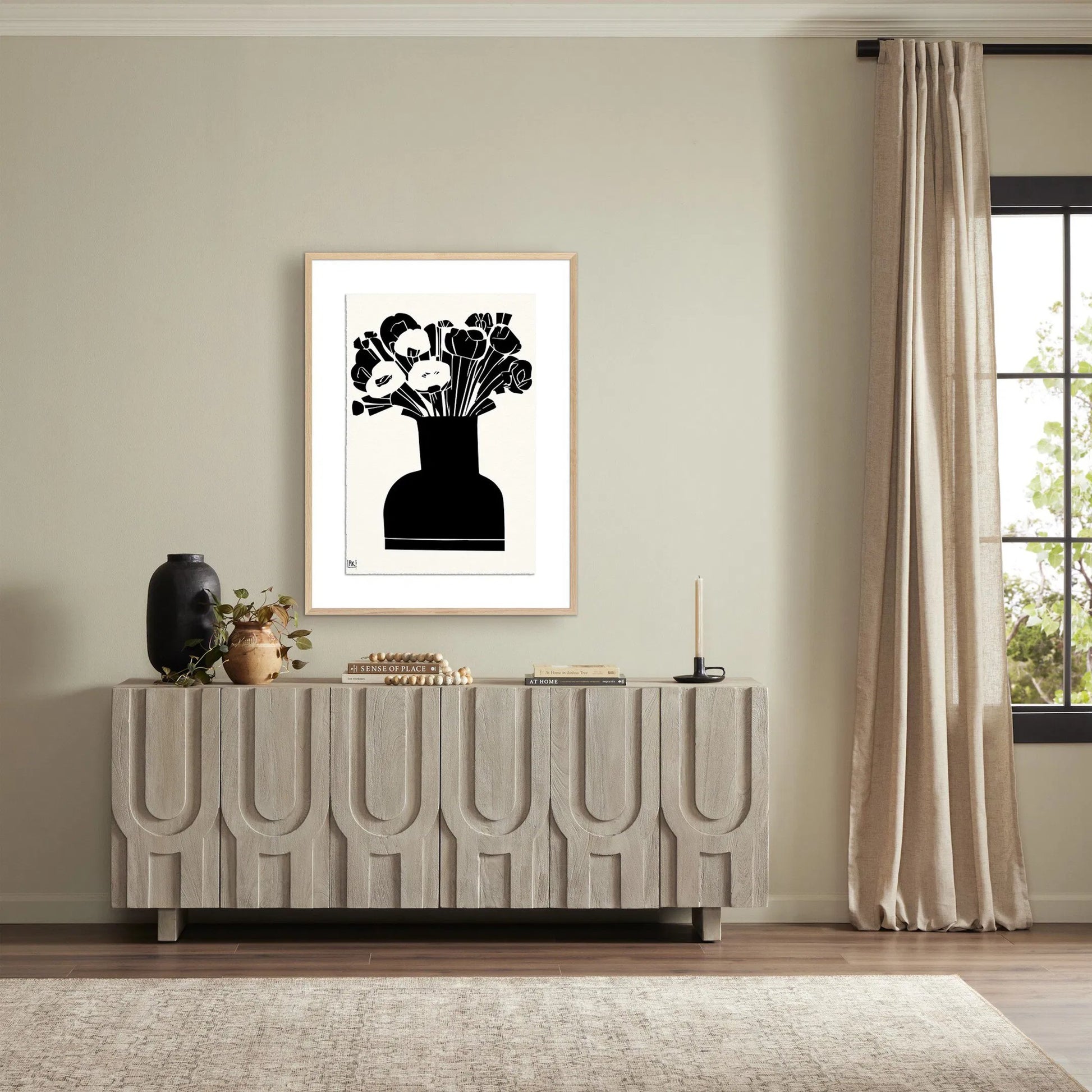 Woodblock Floral II by Roseanne Kenny by Four Hands. Made from textured fine art paper in a unique style.