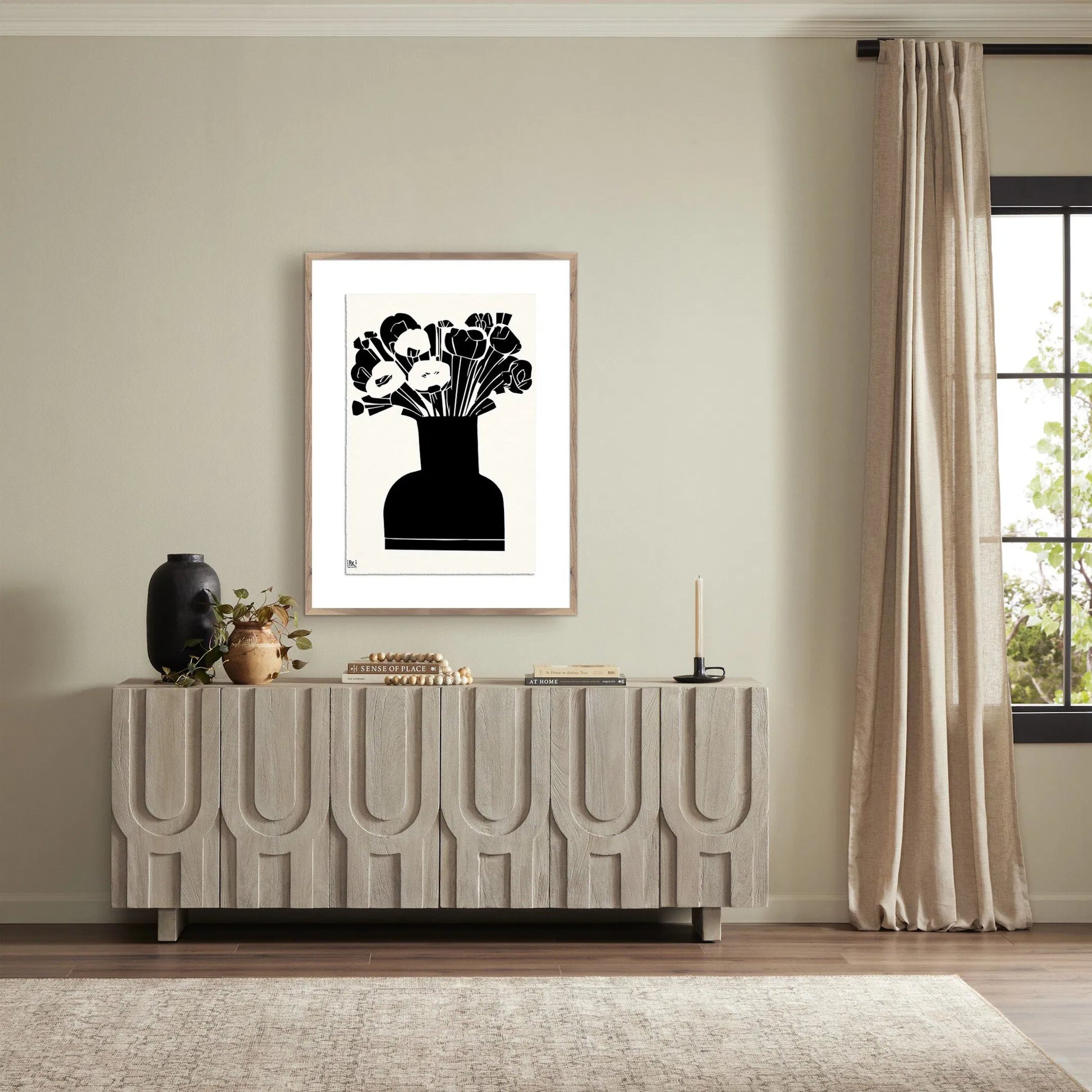 Woodblock Floral II by Roseanne Kenny by Four Hands. Made from textured fine art paper in a unique style.