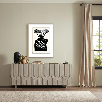 Woodblock Floral III by Roseanne Kenny by Four Hands. Made from textured fine art paper in a unique style.