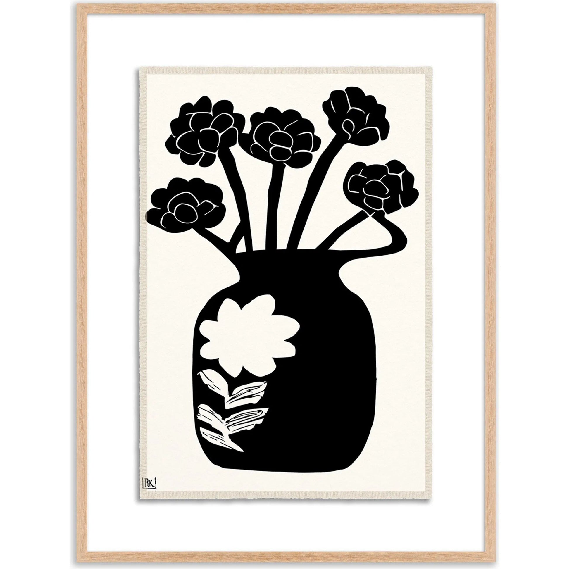 Woodblock Floral IV by Roseanne Kenny by Four Hands. Made from textured fine art paper in a unique style.