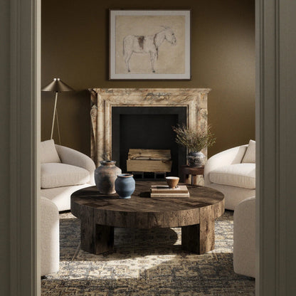 Abaso Round Coffee Table by Four Hands. Made from unique in a unique style.