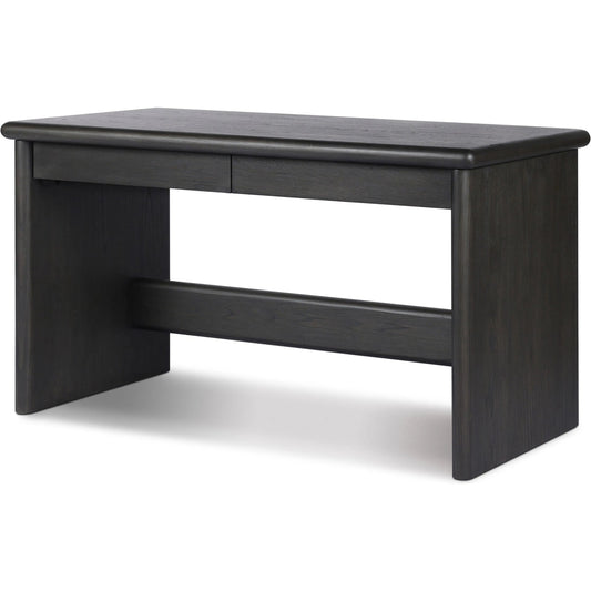 Denton Standing Desk by Four Hands in smoked black sungkai veneer, smoked black sungkai veneer-thick. Made from thin sungkai veneer, solid sungkai, thick sungkai veneer in a transitional style.