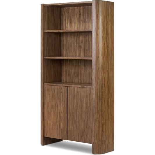 Limba Bookcase by Four Hands in medium brown limba. Made from limba veneer in a unique style.