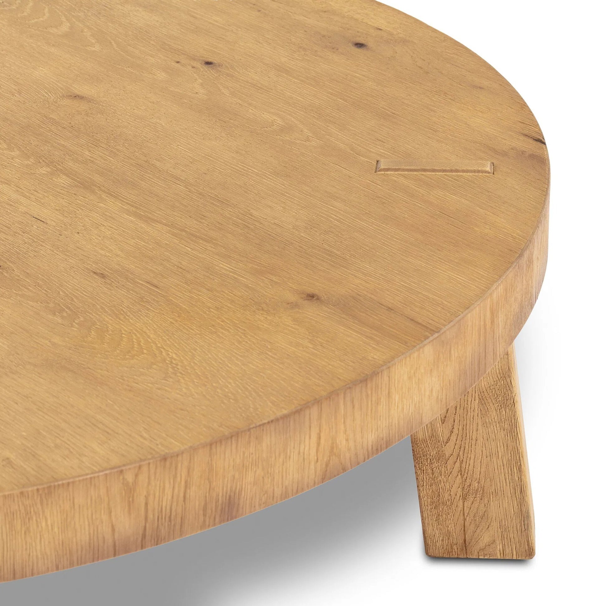 Sadira Coffee Table-50" by Four Hands in worn oak veneer. Made from thick oak veneer, solid oak in a transitional style.