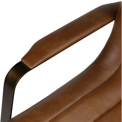 Lemmy Desk Chair by Four Hands in sonoma chestnut, brushed brass. Made from top grain leather, iron in a unique style.