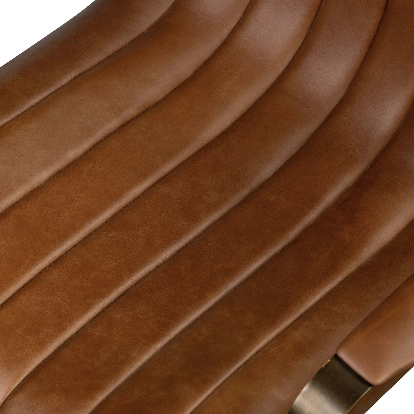 010 SI-2531654 | Closeup | Lemmy Desk Chair by Four Hands in sonoma chestnut, brushed brass. Made from top grain leather, iron in a unique style.