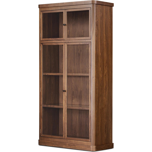 Gleason Cabinet by Four Hands in dark brown walnut veneer. Made from walnut veneer, solid walnut in a transitional style.