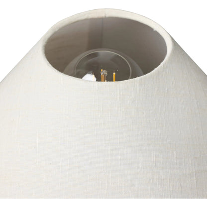 Denver Table Lamp by Four Hands in brown italian marble, oil rubbed bronze, cream linen. Made from solid marble, iron, 80% flax/linen, 20% polyester in a unique style.