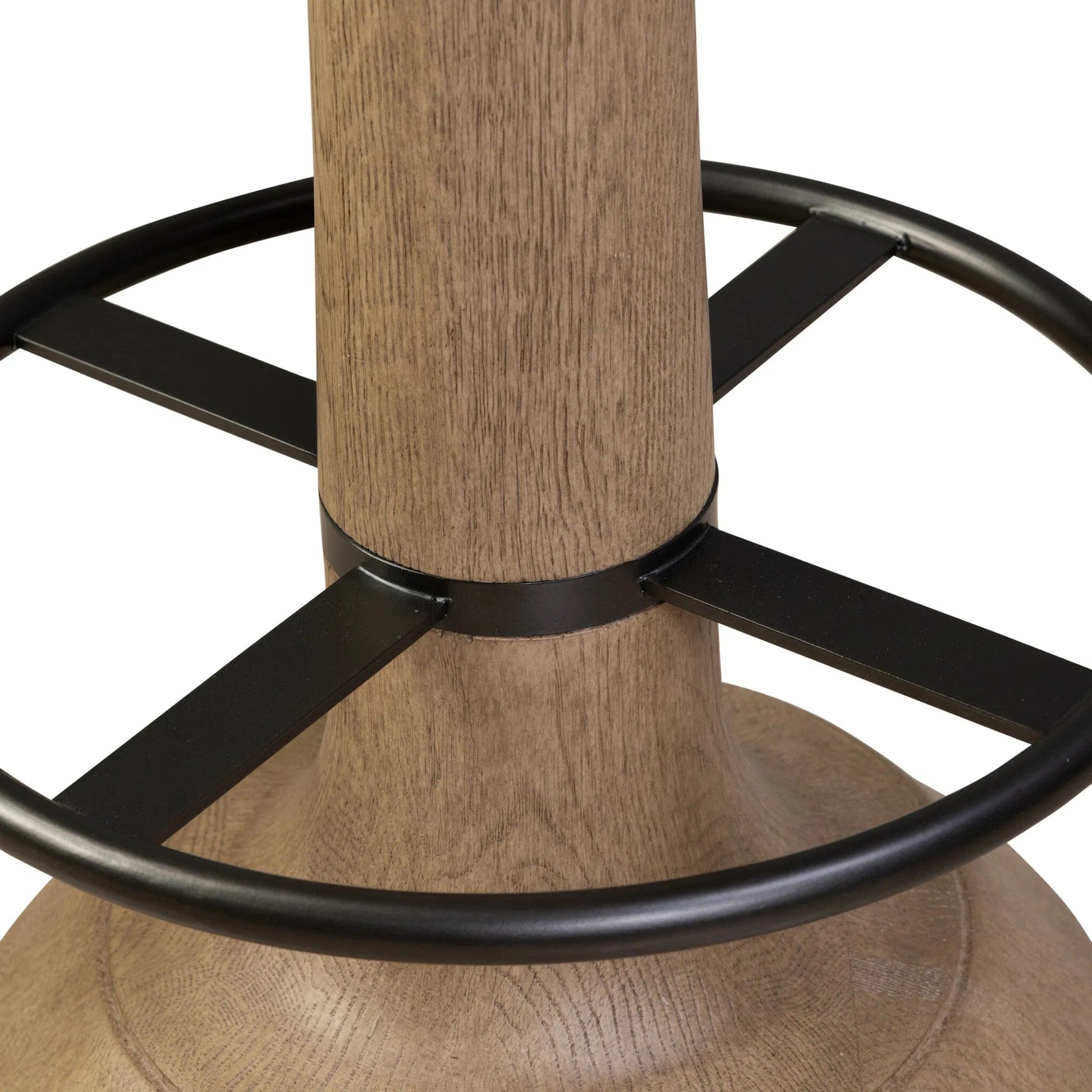 Montclair Stool by Four Hands in antwerp natural, drifted oak resin, aged iron. Made from 39% flax/linen, 35% cotton, 26% polyester, composite resin mixture, iron in a unique style.