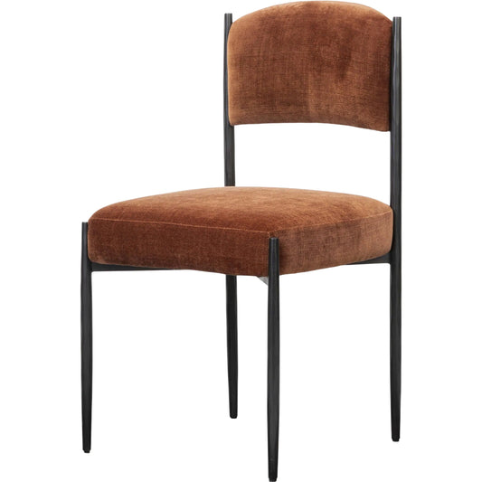 Bellaire Dining Chair by Four Hands in altair sienna, hammered iron, flat black iron. Made from 100% polyester, iron in a unique style.