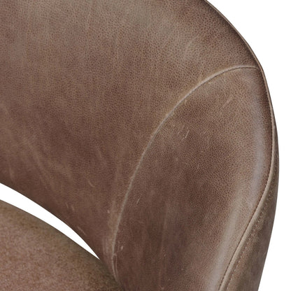 Andrina Swivel Chair by Four Hands in monte mushroom, palermo cigar. Made from 50% viscose, 50% wool, top grain leather in a transitional style.