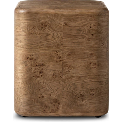 Talessi End Table by Four Hands in wheat medium burl oak, wheat medium burl oak solid. Made from oak veneer, solid oak in a unique style.