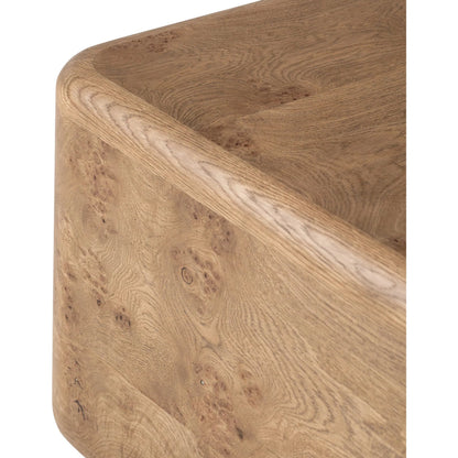 Talessi Square Coffee Table by Four Hands in wheat medium burl oak, wheat medium burl oak solid. Made from oak veneer, solid oak in a unique style.