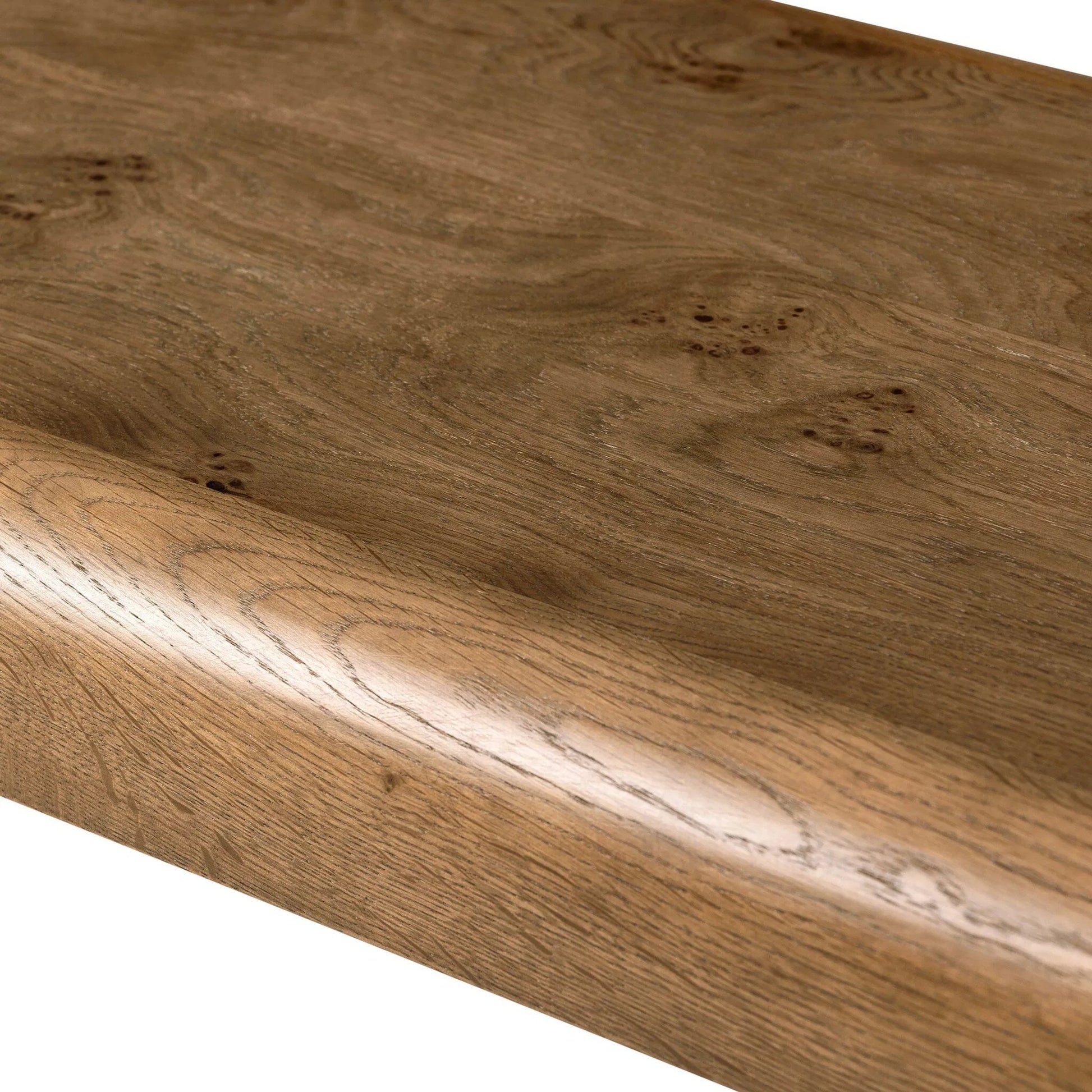 Daven Console Table by Four Hands in rye medium burl oak veneer. Made from oak veneer, solid oak in a unique style.