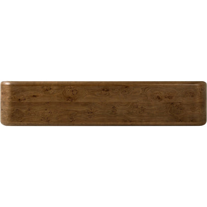 Daven Console Table by Four Hands in rye medium burl oak veneer. Made from oak veneer, solid oak in a unique style.