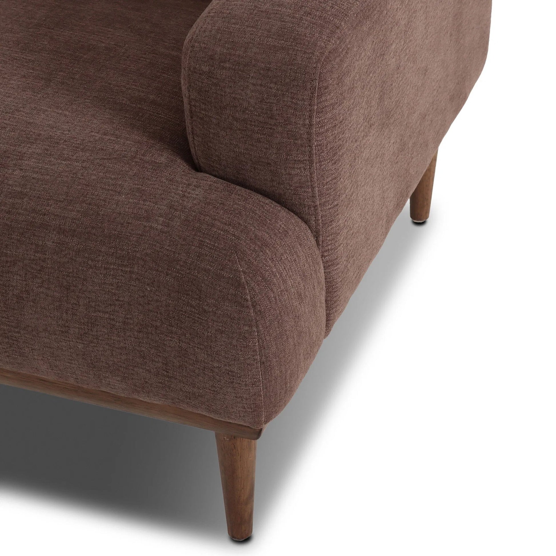 Ethel Sofa by Four Hands in laughlin cafe, weathered sepia. Made from 97% polyester, 3% flax, linen, solid parawood in a unique style.