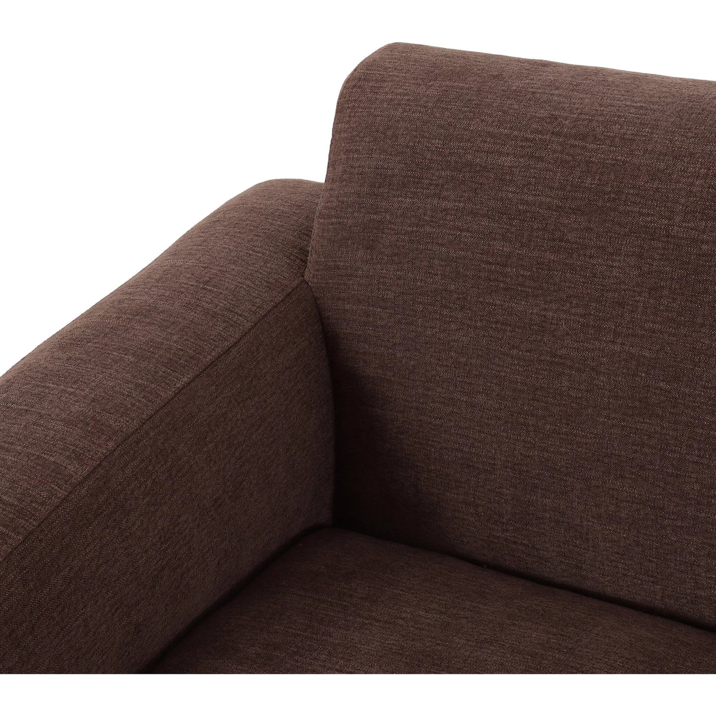 006 SI-2635225 | Closeup | Ethel Sofa by Four Hands in laughlin cafe, weathered sepia. Made from 97% polyester, 3% flax, linen, solid parawood in a unique style.