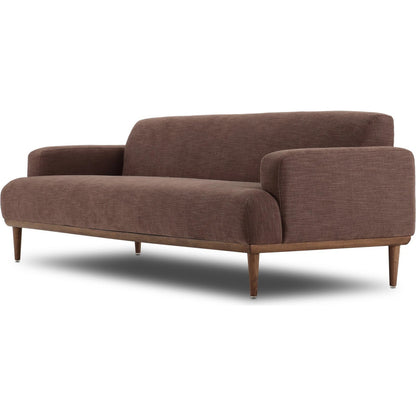 Ethel Sofa by Four Hands in laughlin cafe, weathered sepia. Made from 97% polyester, 3% flax, linen, solid parawood in a unique style.