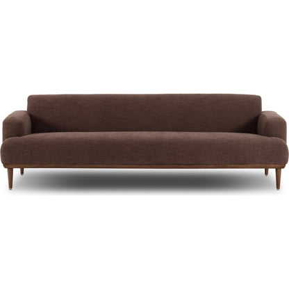 Ethel Sofa by Four Hands in laughlin cafe, weathered sepia. Made from 97% polyester, 3% flax, linen, solid parawood in a unique style.
