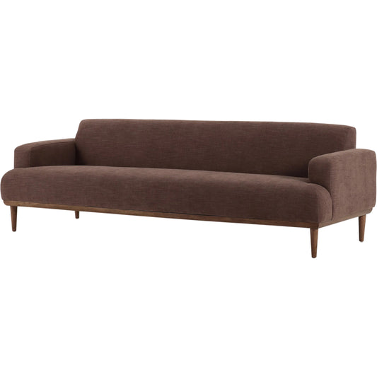 Ethel Sofa by Four Hands in laughlin cafe, weathered sepia. Made from 97% polyester, 3% flax, linen, solid parawood in a unique style.