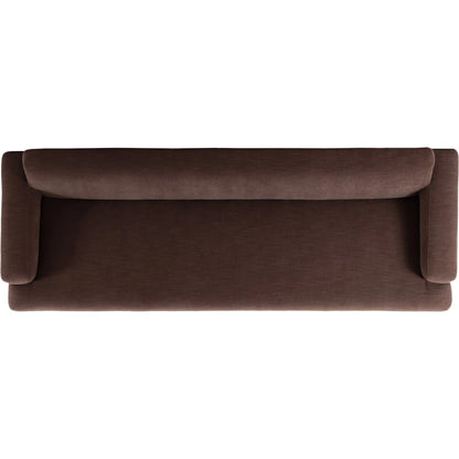 Ethel Sofa by Four Hands in laughlin cafe, weathered sepia. Made from 97% polyester, 3% flax, linen, solid parawood in a unique style.