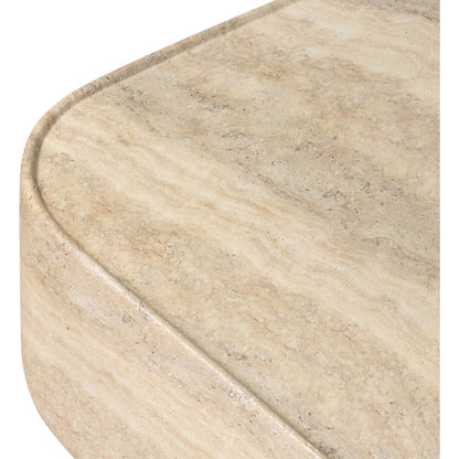 Manor Outdoor Coffee Table by Four Hands in textured sandy grey. Made from solid concrete in a unique style.