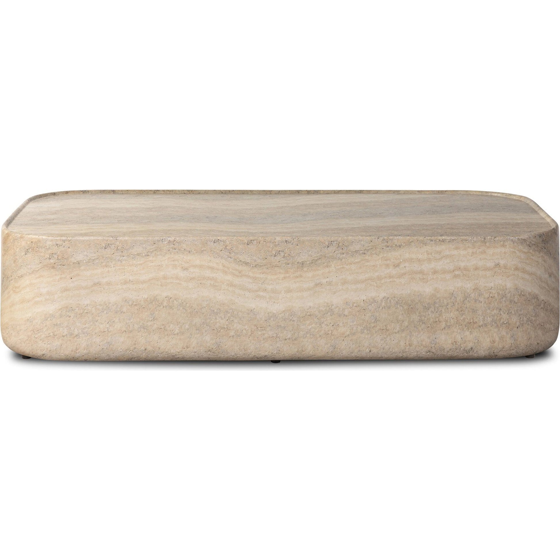 Manor Outdoor Coffee Table by Four Hands in textured sandy grey. Made from solid concrete in a unique style.