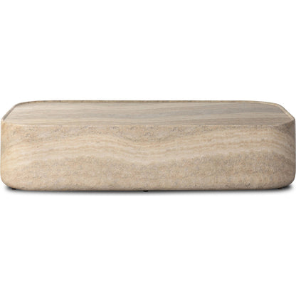 Manor Outdoor Coffee Table by Four Hands in textured sandy grey. Made from solid concrete in a unique style.