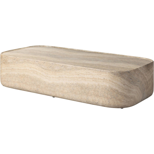 Manor Outdoor Coffee Table by Four Hands in textured sandy grey. Made from solid concrete in a unique style.