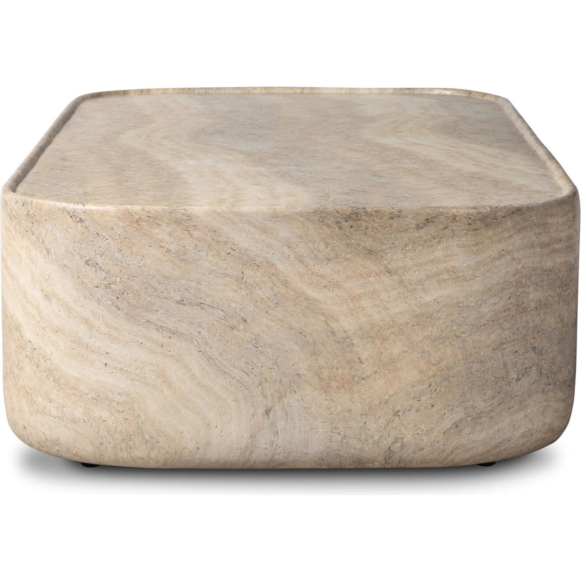 Manor Outdoor Coffee Table by Four Hands in textured sandy grey. Made from solid concrete in a unique style.