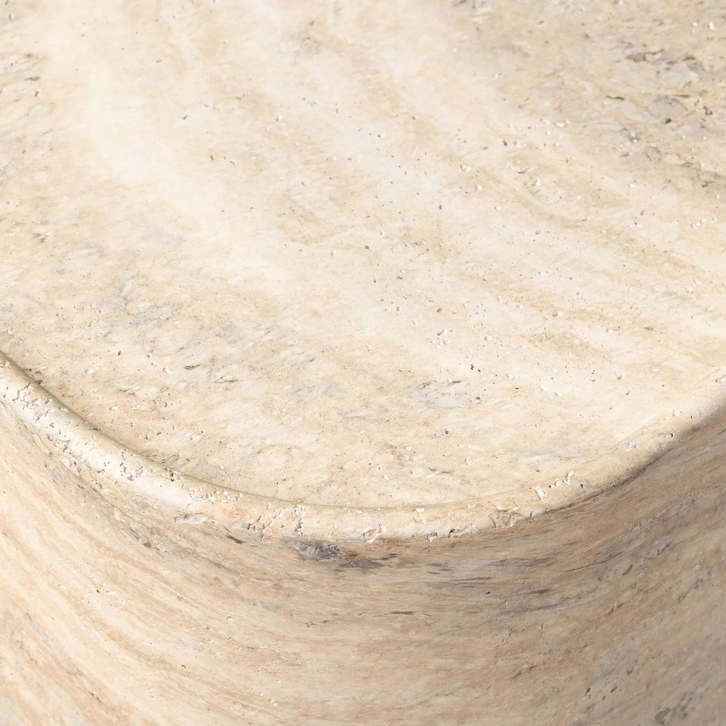 004 SI-2531660 | Closeup | Manor Outdoor End Table by Four Hands in textured sandy grey. Made from solid concrete in a unique style.