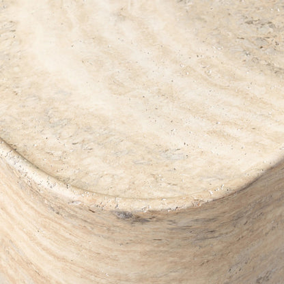 Manor Outdoor End Table by Four Hands in textured sandy grey. Made from solid concrete in a unique style.