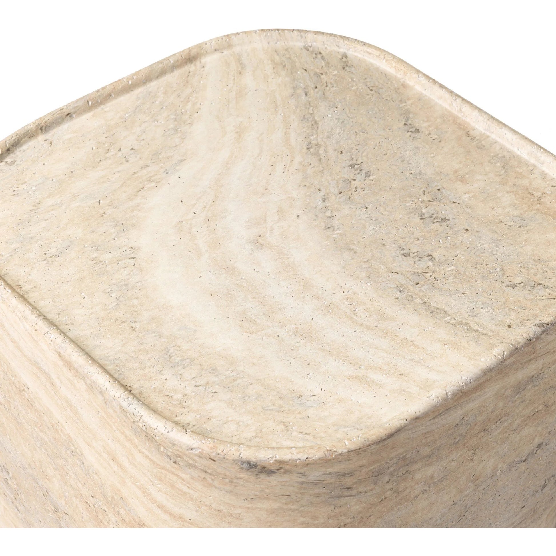 Manor Outdoor End Table by Four Hands in textured sandy grey. Made from solid concrete in a unique style.