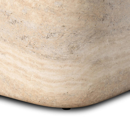 Manor Outdoor End Table by Four Hands in textured sandy grey. Made from solid concrete in a unique style.