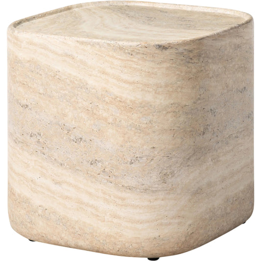 Manor Outdoor End Table by Four Hands in textured sandy grey. Made from solid concrete in a unique style.