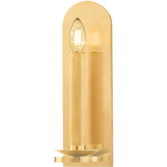 Lindenhurst Wall Sconce by Hudson Valley in aged brass. Made from steel, brass in a unique style.