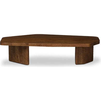 Nella Coffee Table by Four Hands in warm chestnut, carved warm mango. Made from solid mango in a unique style.