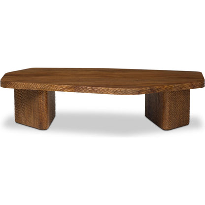 Nella Coffee Table by Four Hands in warm chestnut, carved warm mango. Made from solid mango in a unique style.