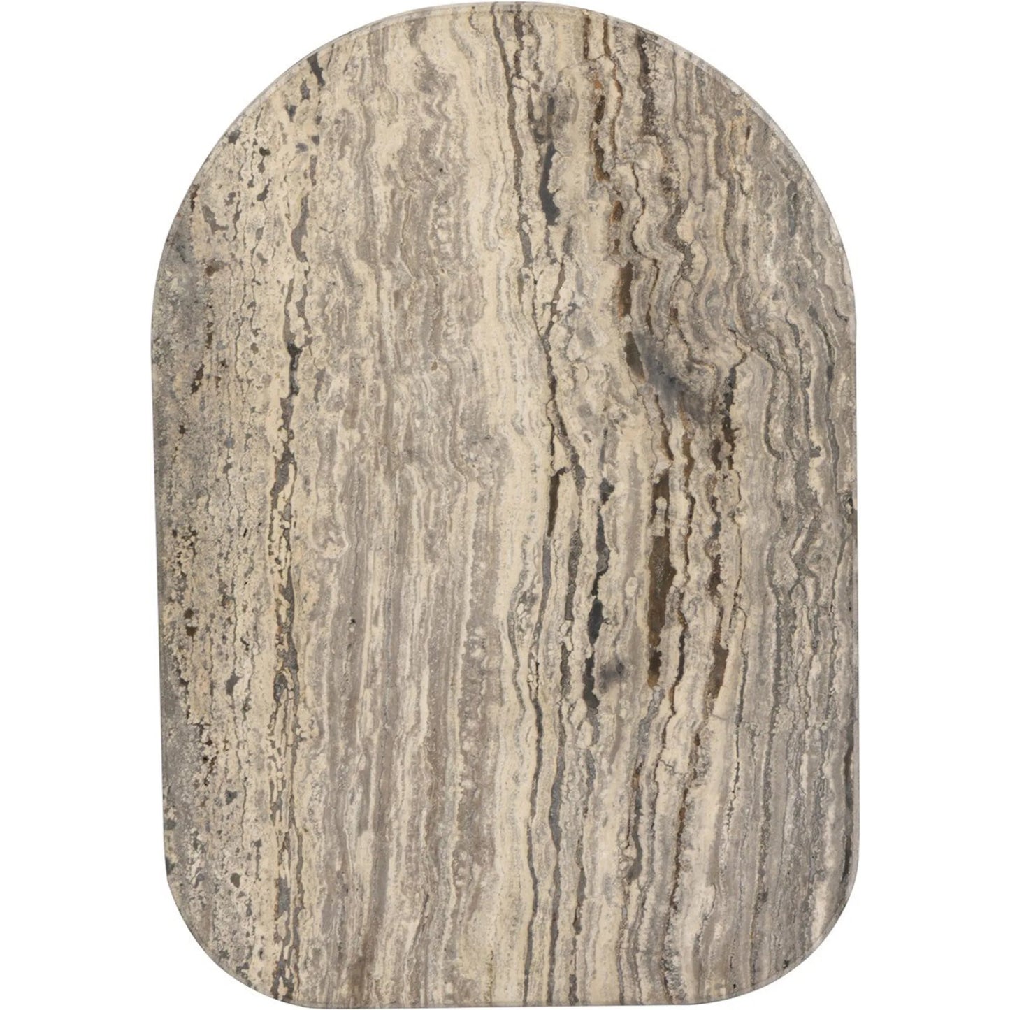 005 SI-2531681 | Additional Silo | Pixie End Table by Four Hands in grey stripe travertine, light antique pewter. Made from solid travertine, iron in a unique style.