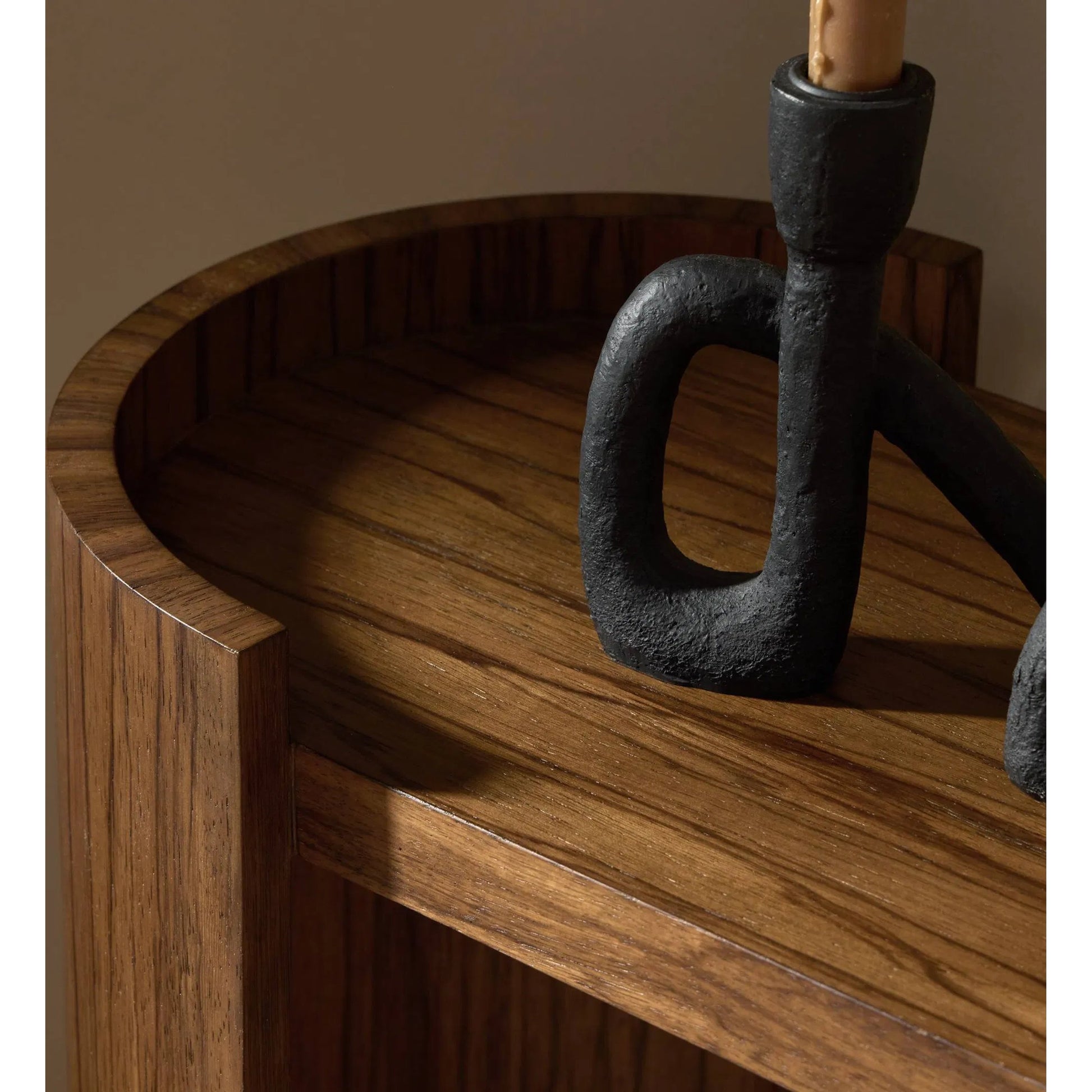 Damari Console Table by Four Hands in medium brown limba. Made from limba veneer in a transitional style.