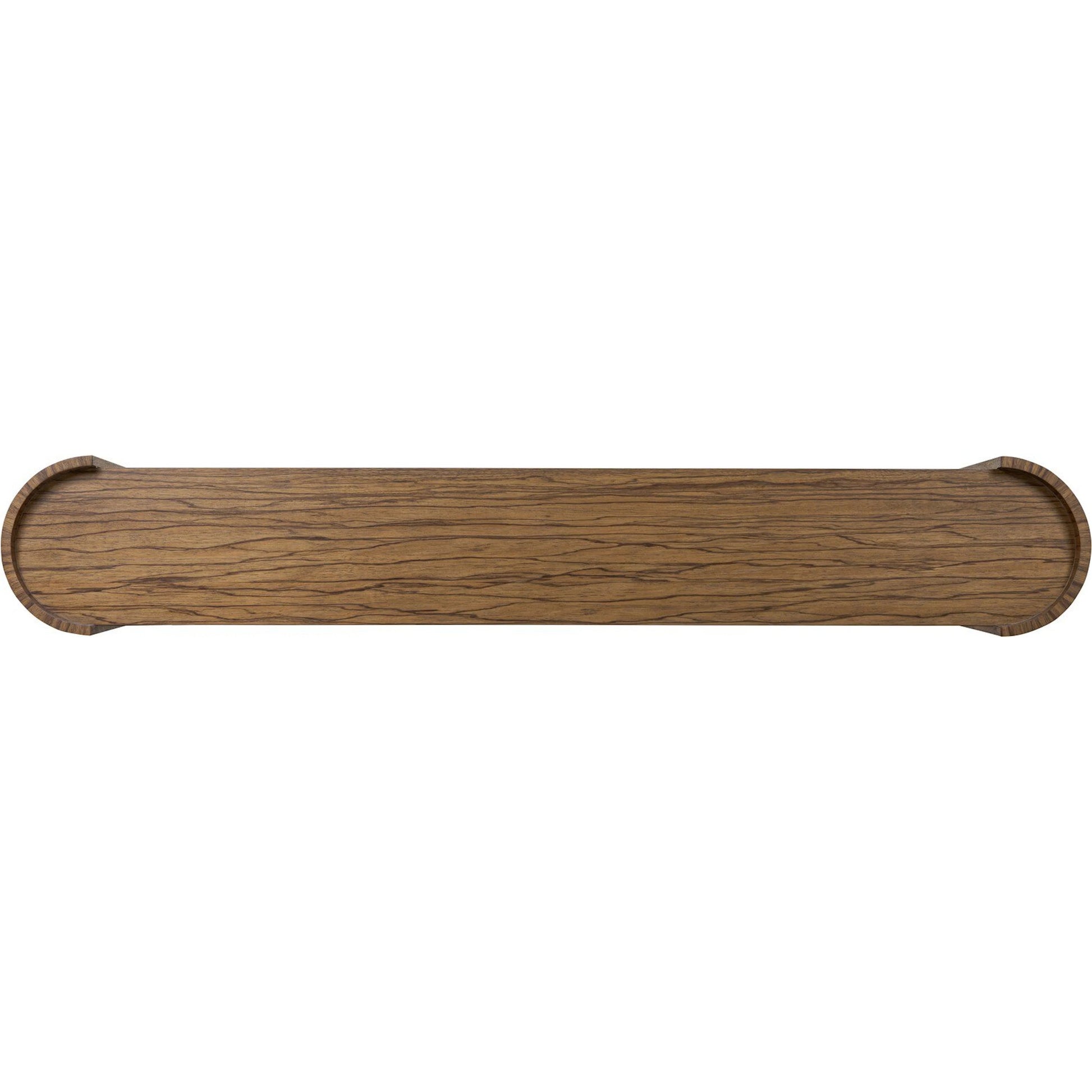 Damari Console Table by Four Hands in medium brown limba. Made from limba veneer in a transitional style.